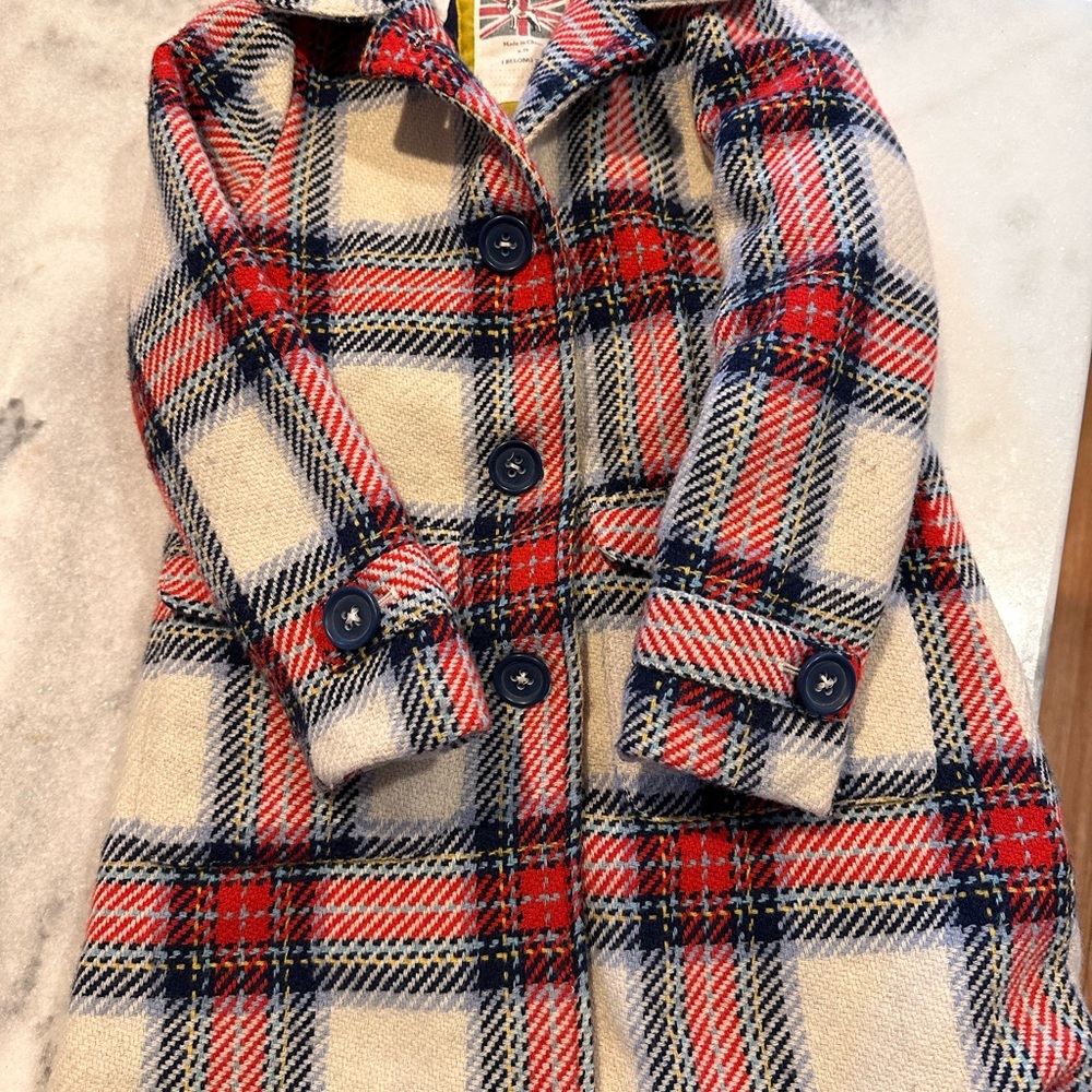Boden Red and Blue Pea Coat